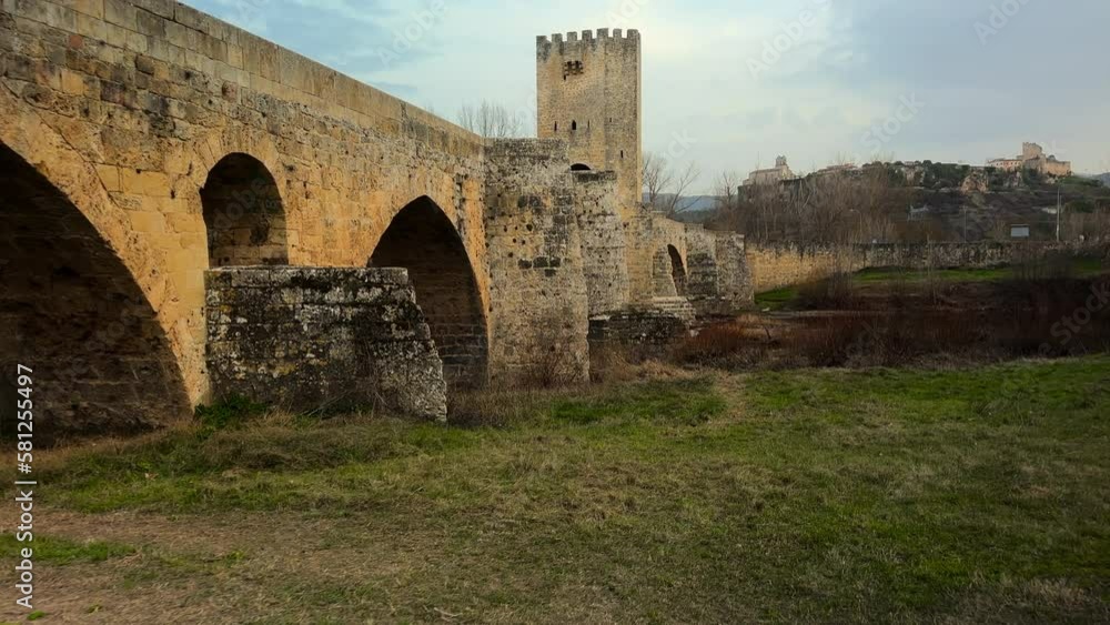 Medieval bridge of Frias in Burgos, Castile and Leon, Spain. High quality 4k footage Medieval bridge of Frias in Burgos, Castile and Leon, Spain. High quality 4k footage