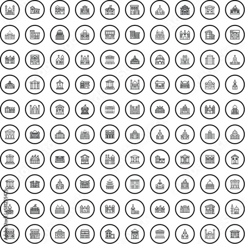 100 architecture icons set. Outline illustration of 100 architecture icons vector set isolated on white background