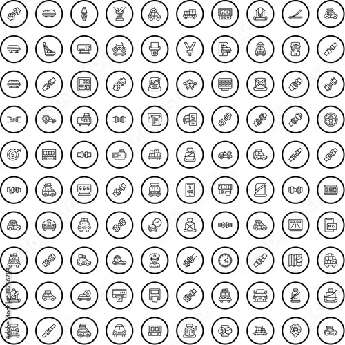 100 auto icons set. Outline illustration of 100 auto icons vector set isolated on white background