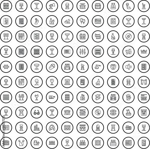 100 bar icons set. Outline illustration of 100 bar icons vector set isolated on white background