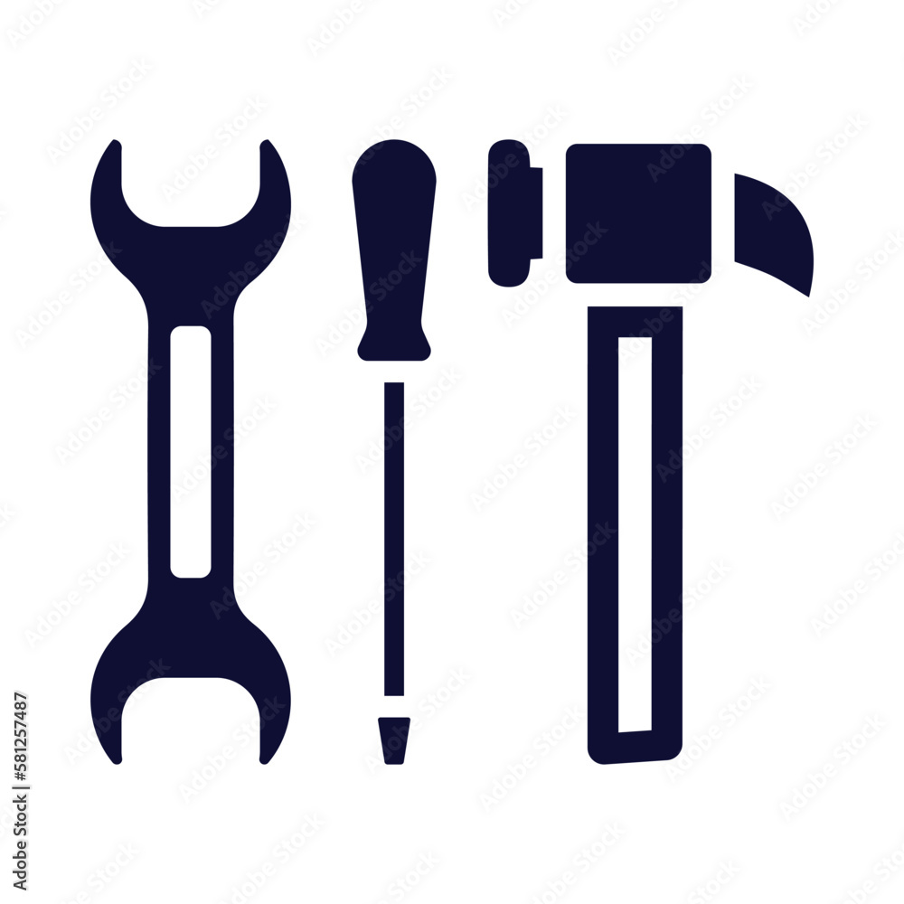 wrench, screwdriver, hammer, work tools icon wrench, screwdriver, hammer, work tools icon