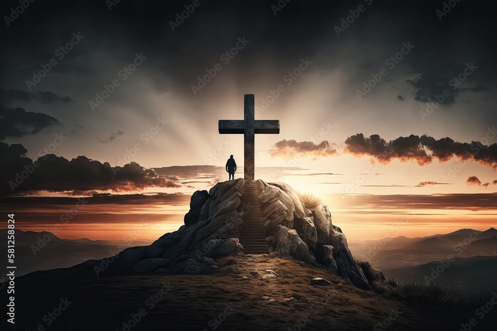 A cross standing on a hill