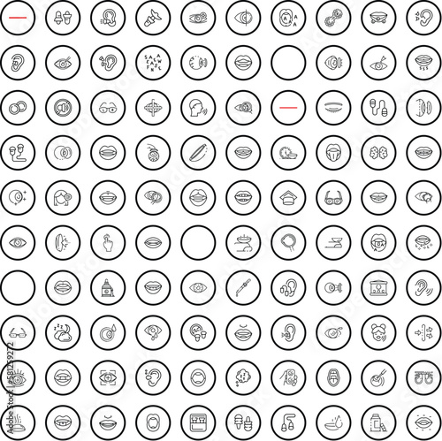 100 body icons set. Outline illustration of 100 body icons vector set isolated on white background