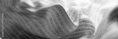 Plakat w ramie Infinite music notes background, original 3d rendering