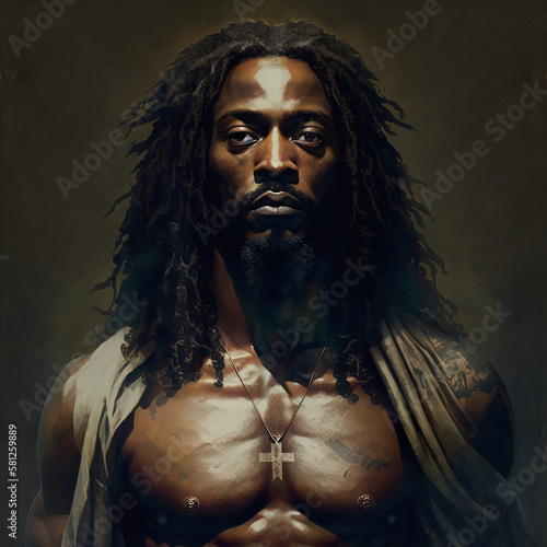 Portrait of Black Jesus, made with generative AI