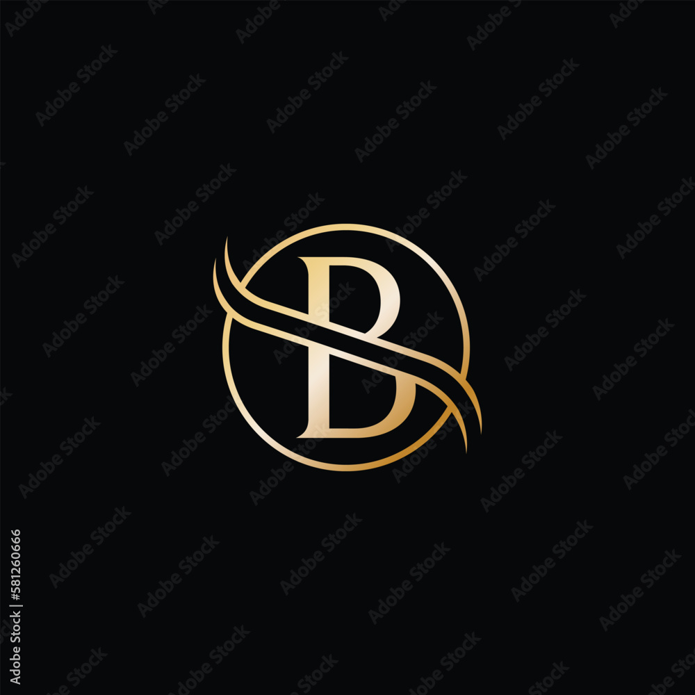 Minimal, elegant, golden letter B Minimal, elegant, golden letter B