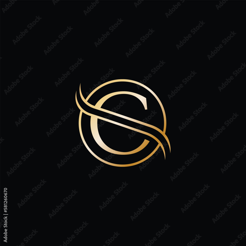 Minimal, elegant, golden letter C Minimal, elegant, golden letter C