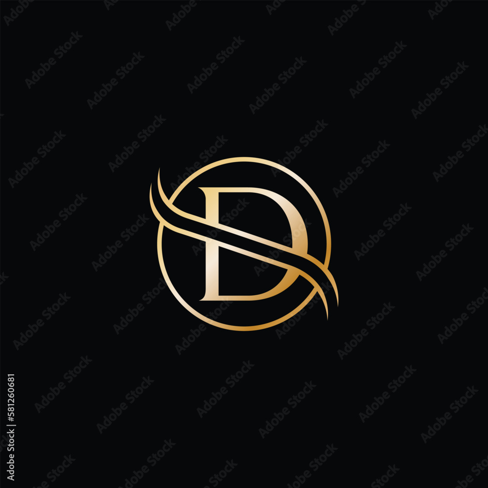 Minimal, elegant, golden letter D Minimal, elegant, golden letter D