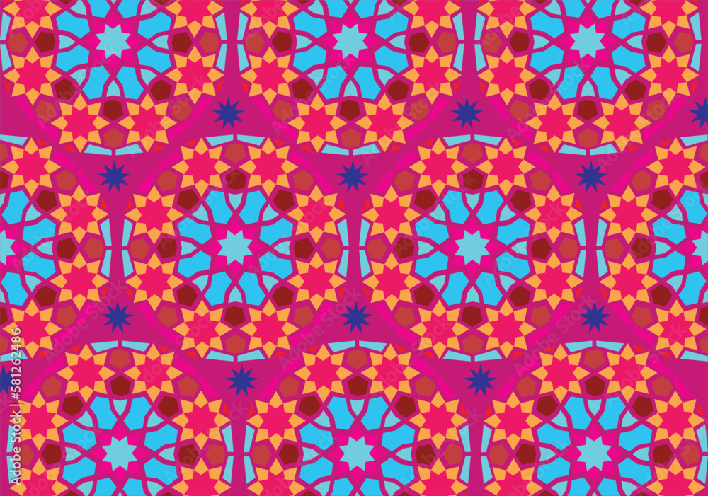 Seamless pattern in original arabic style. Vector illustration, in exclusive colors