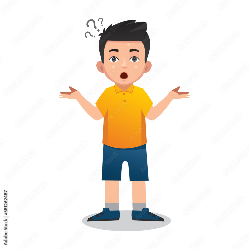 confused and thinking boy illustration with question mark confused and thinking boy illustration with question mark