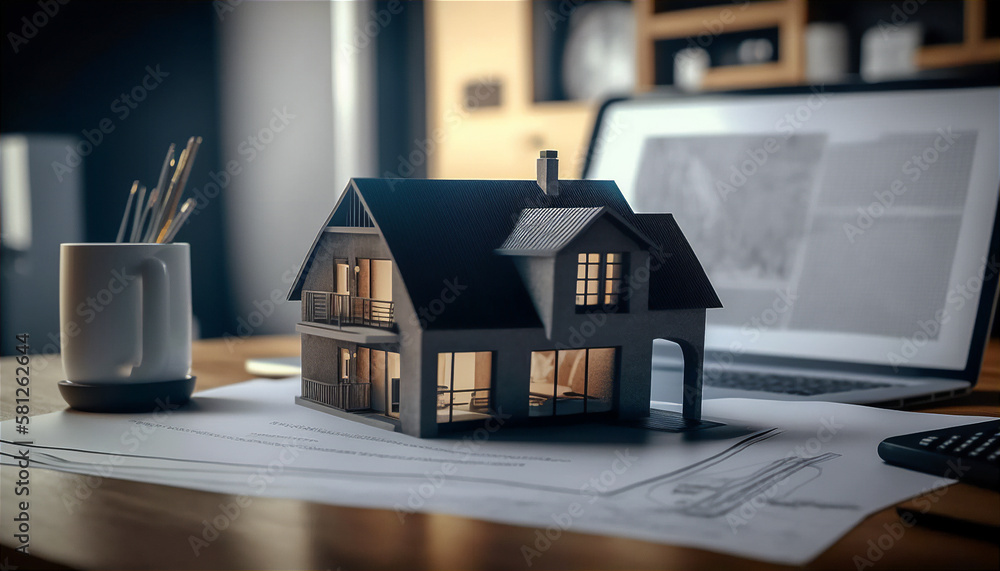 3d model of a house in an architect's office. Generative AI. 3d model of a house in an architect's office. Generative AI.
