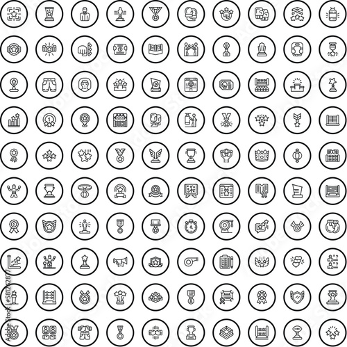 100 champion icons set. Outline illustration of 100 champion icons vector set isolated on white background