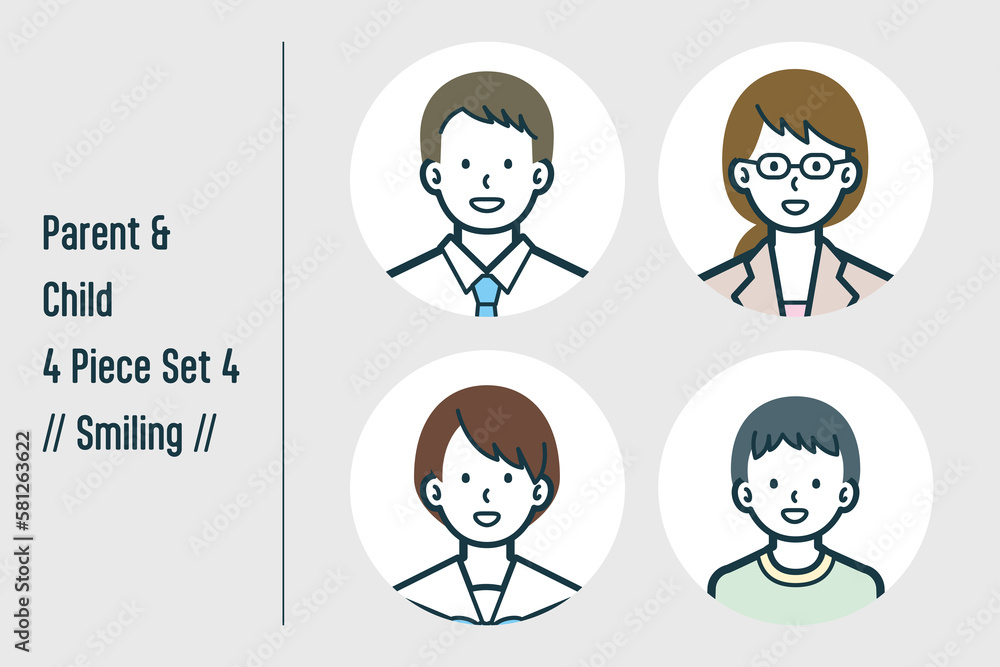 ほほえんでいる親子の4点セットno.4