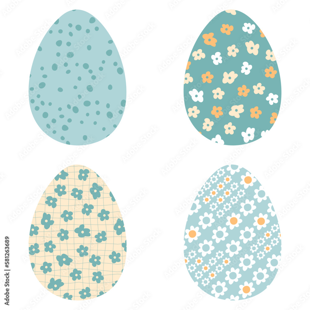 Easter eggs floral clipart collection in retro style. Perfect for stickers, cards, print. Isolated vector illustration for decor and design. Easter eggs floral clipart collection in retro style. Perfect for stickers, cards, print. Isolated vector illustration for decor and design.