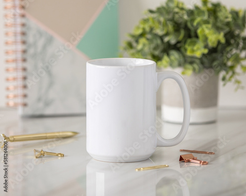 Fotótapéta 15 oz white ceramic coffee mug mockup, Empty mug mock up for design promotion