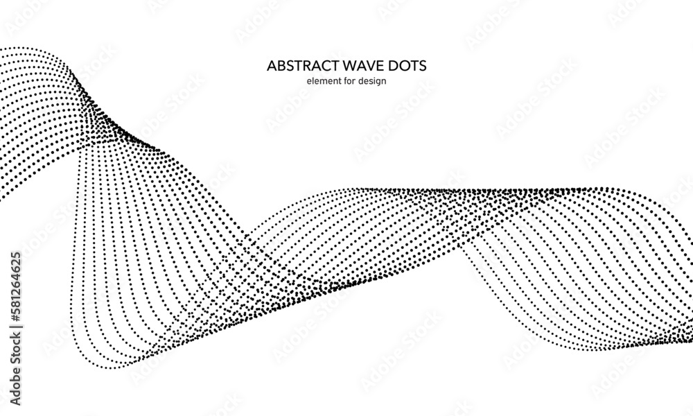 Abstract wave dotted element for design. Stylized line with dot on art ...