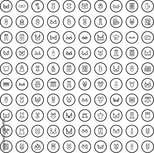 100 clothes icons set. Outline illustration of 100 clothes icons vector set isolated on white background