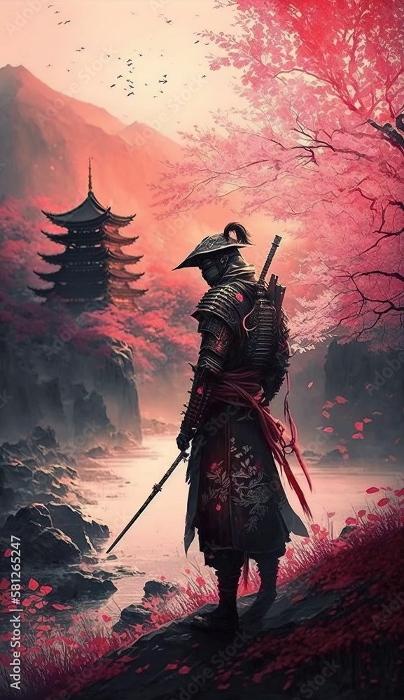 Naklejka premium Fantasy Landscape, Generative AI