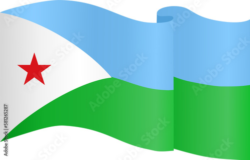 Djibouti flag wave isolated on png or transparent background