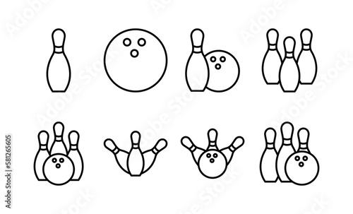 Bowling icon vector for web and mobile app. bowling ball and pin sign and symbol.