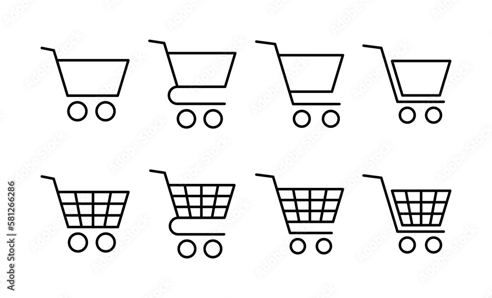 Shopping icon vector for web and mobile app. Shopping cart sign and symbol. Trolley icon Shopping icon vector for web and mobile app. Shopping cart sign and symbol. Trolley icon