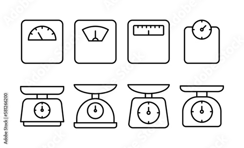 Scales icon vector for web and mobile app. Weight scale sign and symbol