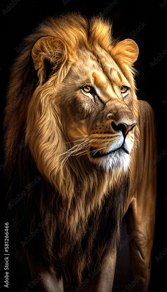 An African male lion portrait