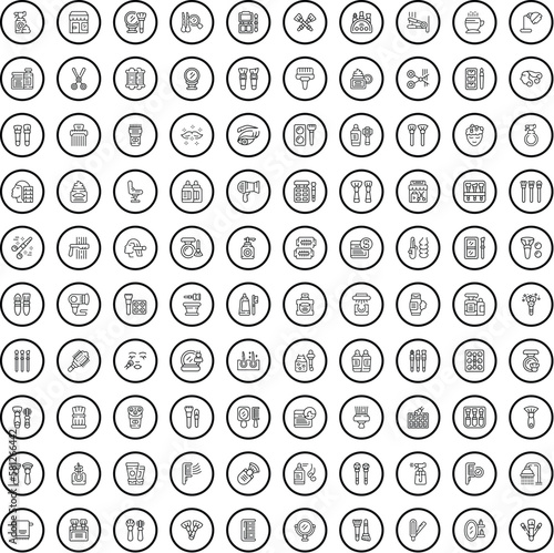 100 cosmetic icons set. Outline illustration of 100 cosmetic icons vector set isolated on white background