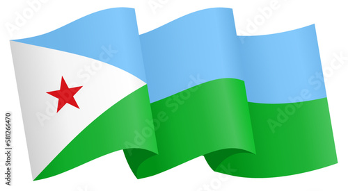 Djibouti flag wave isolated on png or transparent background