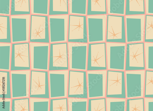 Geometric mid century modern style seamless pattern. vector background print.