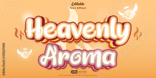 Heavenly aroma - Cute and Dreamy Coffee Text Effect Vector Illustration