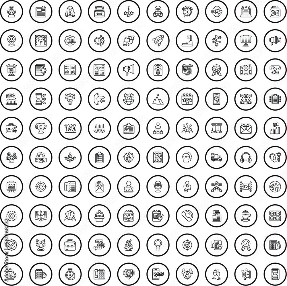 100 development icons set. Outline illustration of 100 development icons vector set isolated on white background 100 development icons set. Outline illustration of 100 development icons vector set isolated on white background