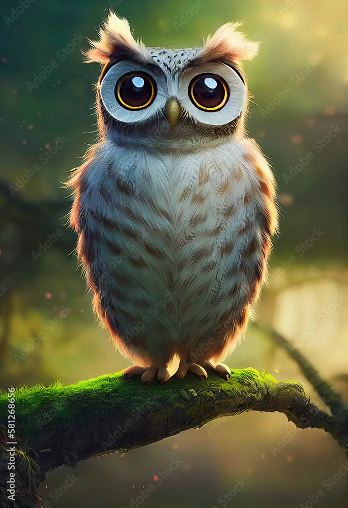 Obraz premium Cute Owl character brought to life in charming illustration. AI-Generated