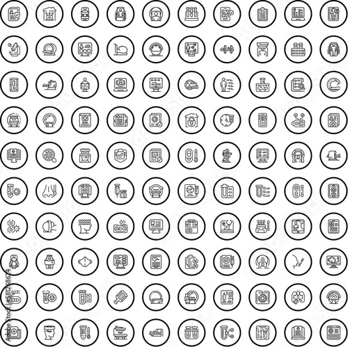 100 diagnostic icons set. Outline illustration of 100 diagnostic icons vector set isolated on white background
