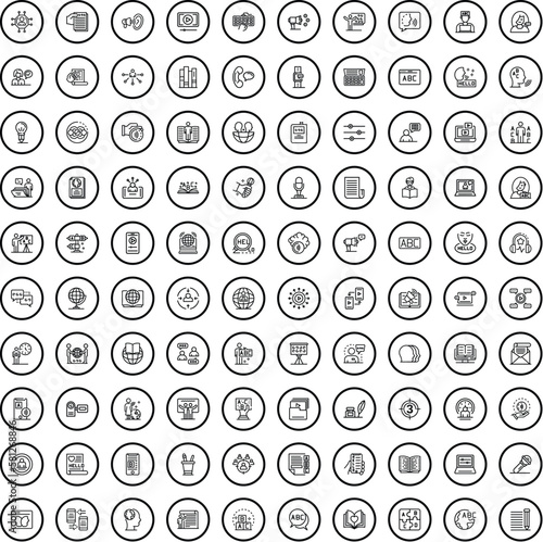 100 dialog icons set. Outline illustration of 100 dialog icons vector set isolated on white background