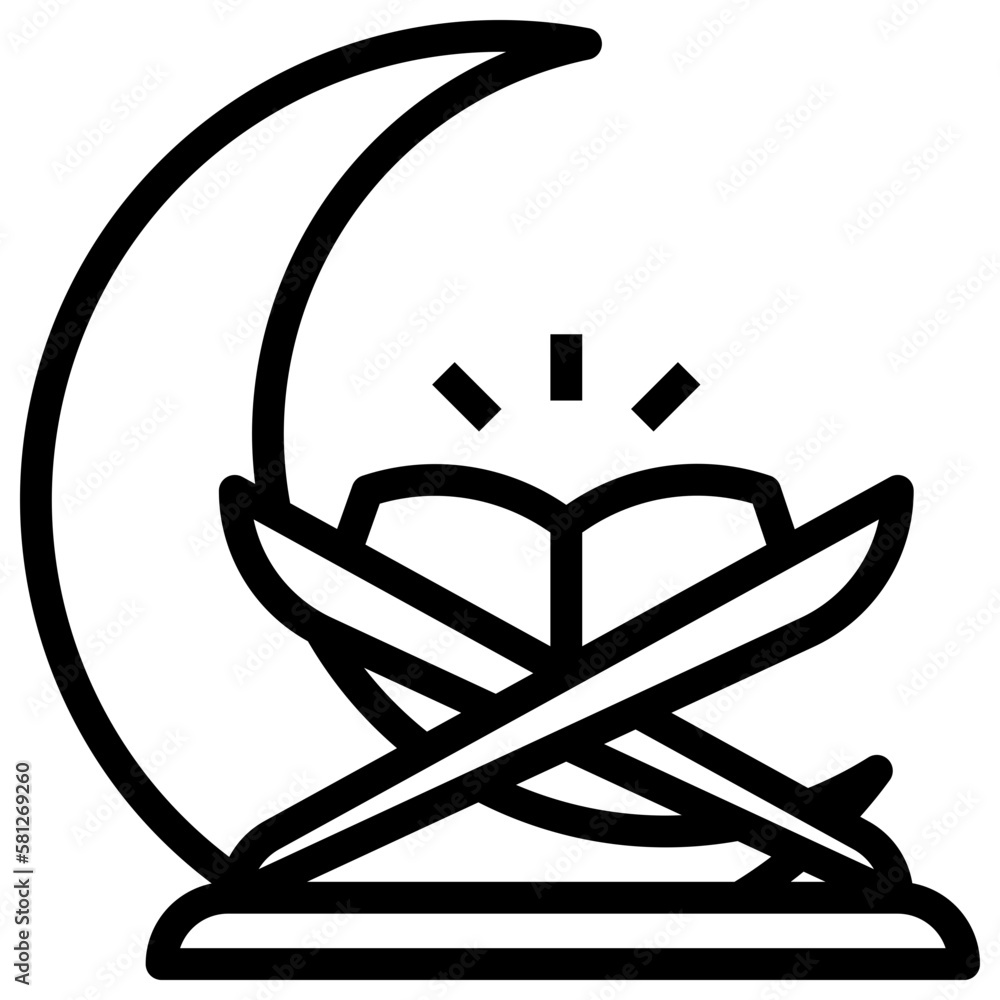 Ramadan crescent outline icon Ramadan crescent outline icon