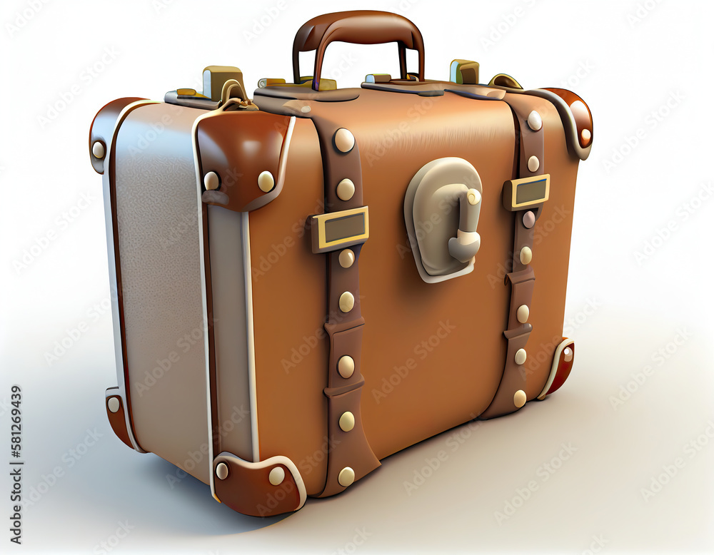 Ilustrace „Illustration suitcase cartoon 3D on white background. Travel  concept. 3D realistic illustration. Based on Generative AI“ ze služby Stock  | Adobe Stock