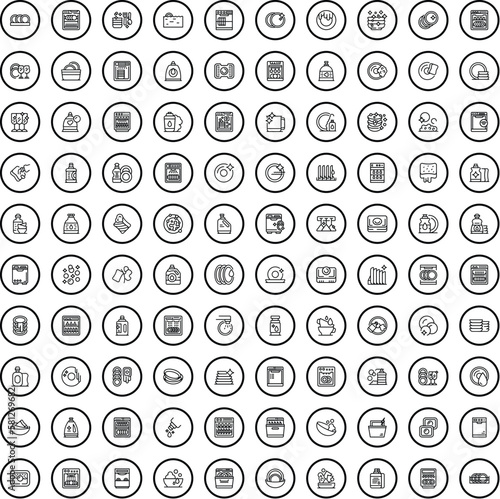100 dish icons set. Outline illustration of 100 dish icons vector set isolated on white background