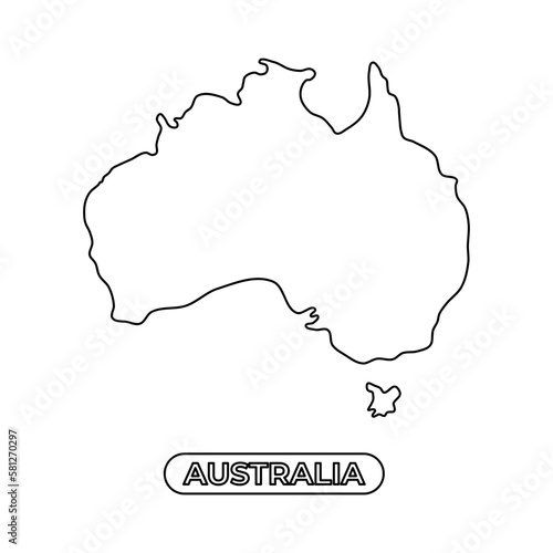 Australia continent blind map outline icon, vector illustration symbol template in trendy style. Editable graphic resources for many purposes.