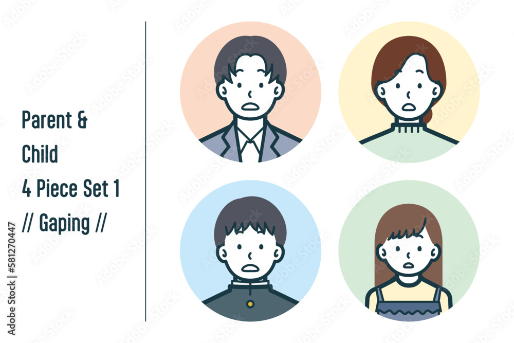 キョトンとした親子の4点セットno.1 キョトンとした親子の4点セットno.1