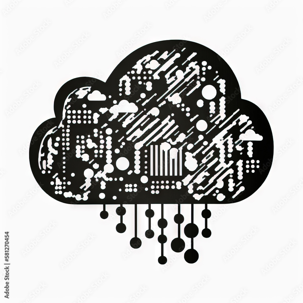 IT cloud computer. Simple black and white style. Generative ai