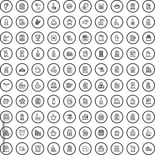 100 drink icons set. Outline illustration of 100 drink icons vector set isolated on white background