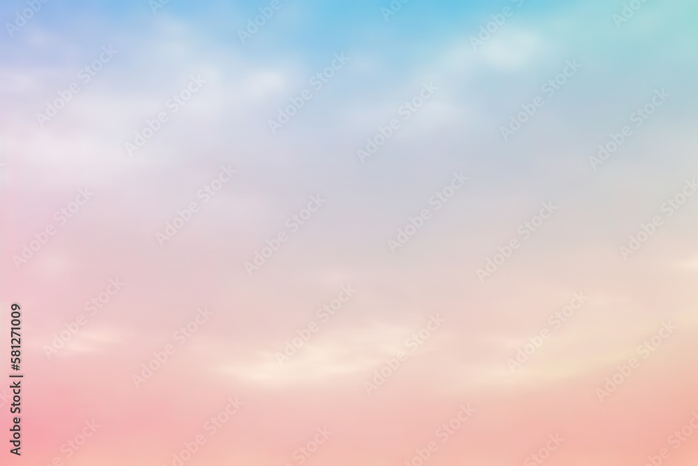 Soft cloudy gradient blue, abstract sky background in sweet color. Colorful pastel cloud textured background. 3D realistic illustration. Based on Generative AI