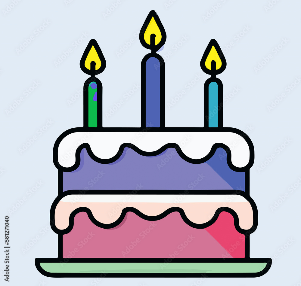 Festive and colorful birthday cake illustration Festive and colorful birthday cake illustration