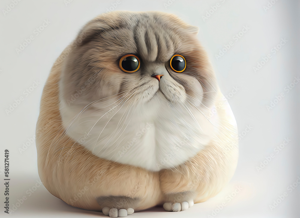 Fototapeta premium Adorable cat posing in studio on white background. AI-Generated