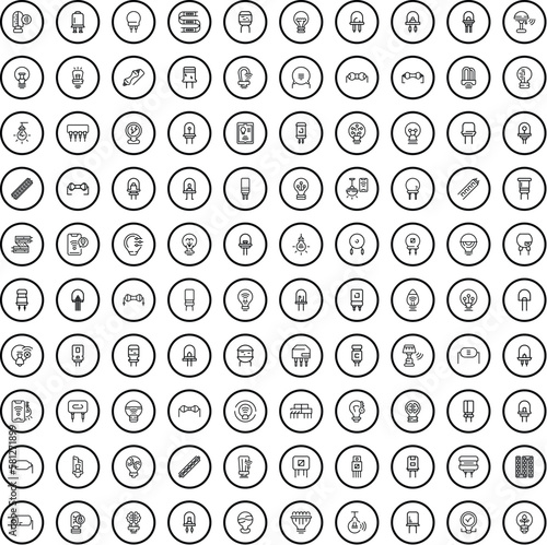 100 electricity icons set. Outline illustration of 100 electricity icons vector set isolated on white background
