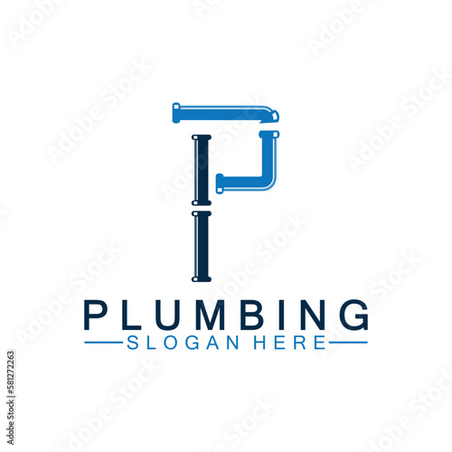 Letter P plumbing logo icon design vector