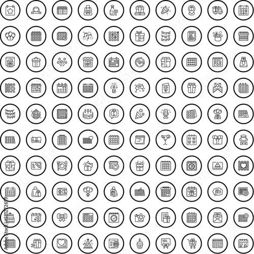 100 event icons set. Outline illustration of 100 event icons vector set isolated on white background