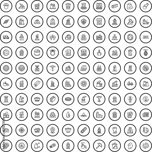 100 factory icons set. Outline illustration of 100 factory icons vector set isolated on white background