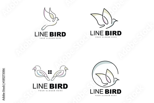 Bird Logo  Vector Hummingbird  Simple Simple line Style Design  Bird Wings Icon Product Brand